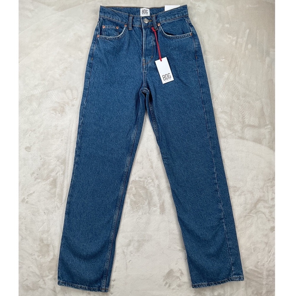 BDG Urban Outfitters Women Straight Leg Slim Fit Jeans Mid Rise Blue W25 L32 NEW
